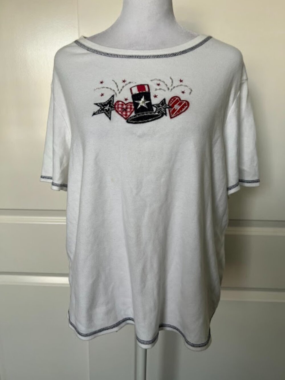 White Stag Patriotic Embellished 4th of July Shit Top Size XL (16/18)